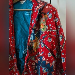 Vintage Sandy Starkman Patch Work Quilted Tie Dye Jacket India Rayon Size XL